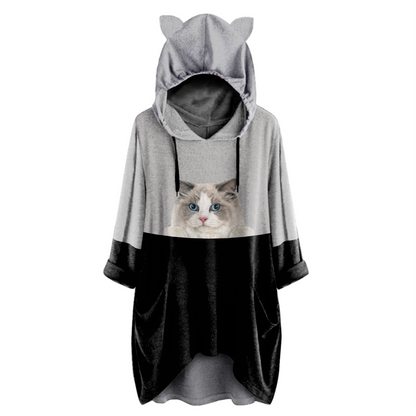 Pouvez-vous me voir maintenant - Sweat à capuche Ragdoll Cat avec oreilles V1