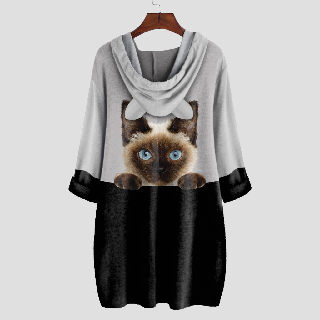 Can You See Me Now - Siamese Cat Hoodie With Ears V1