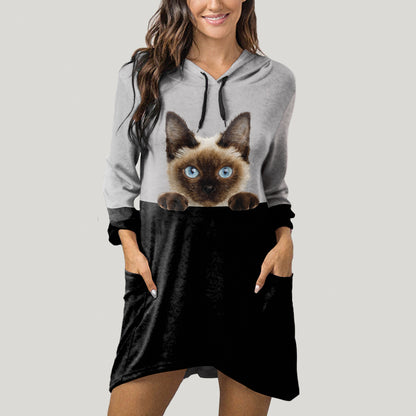 Can You See Me Now - Siamese Cat Hoodie With Ears V1