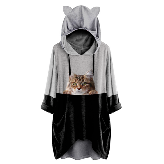 Can You See Me Now - Siberian Cat Hoodie With Ears V1