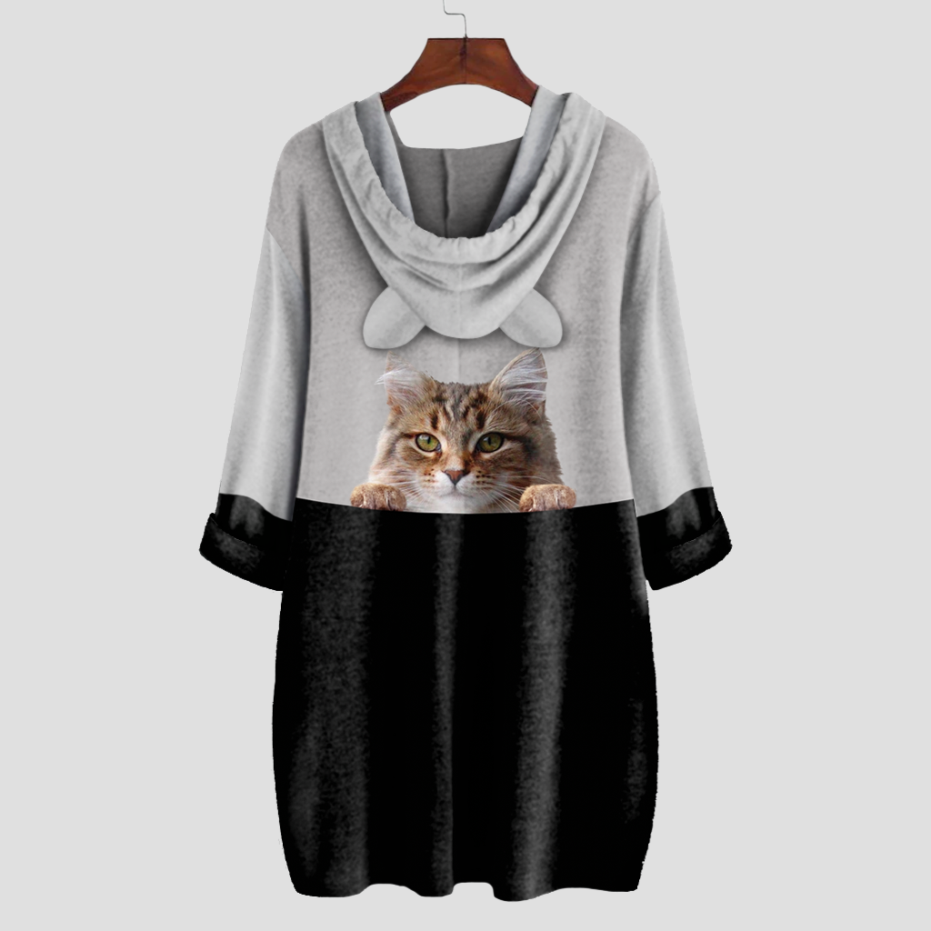 Can You See Me Now - Siberian Cat Hoodie With Ears V1