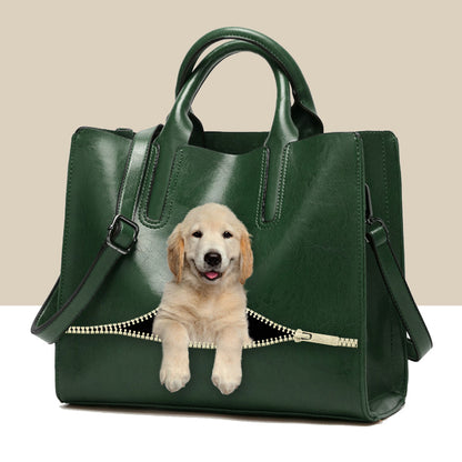 Chill Out Time With Golden Retriever - Luxury Handbag V1
