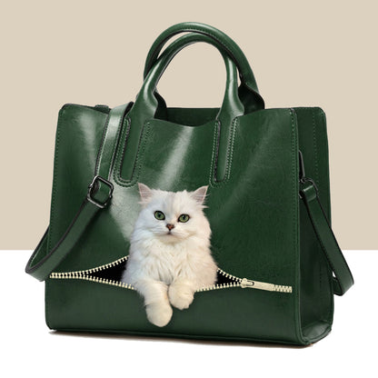 Chill Out Time With Persian Chinchilla Cat - Luxury Handbag V1