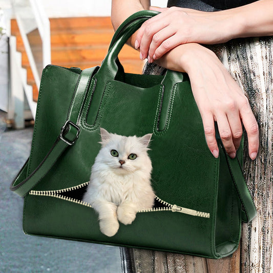 Chill Out Time With Persian Chinchilla Cat - Luxury Handbag V1