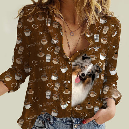 Coffee Time With Shetland Sheepdog Mom - Follus Women's Long-Sleeve Shirt