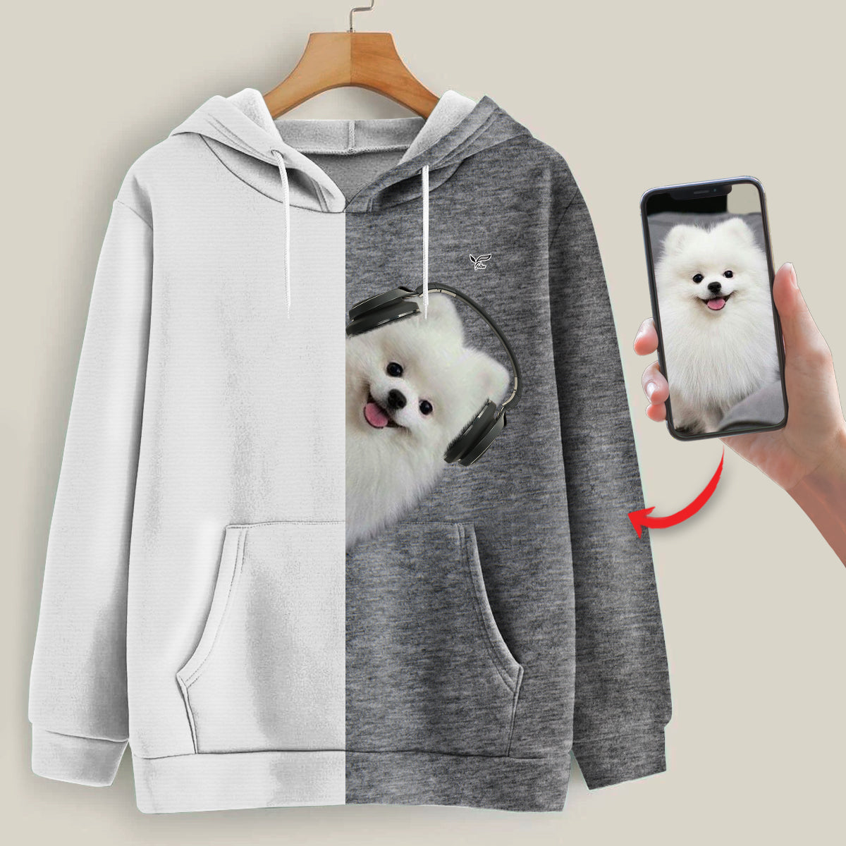 Lustige glückliche Zeit – personalisierter Kapuzenpullover mit dem Foto Ihres Haustiers V2