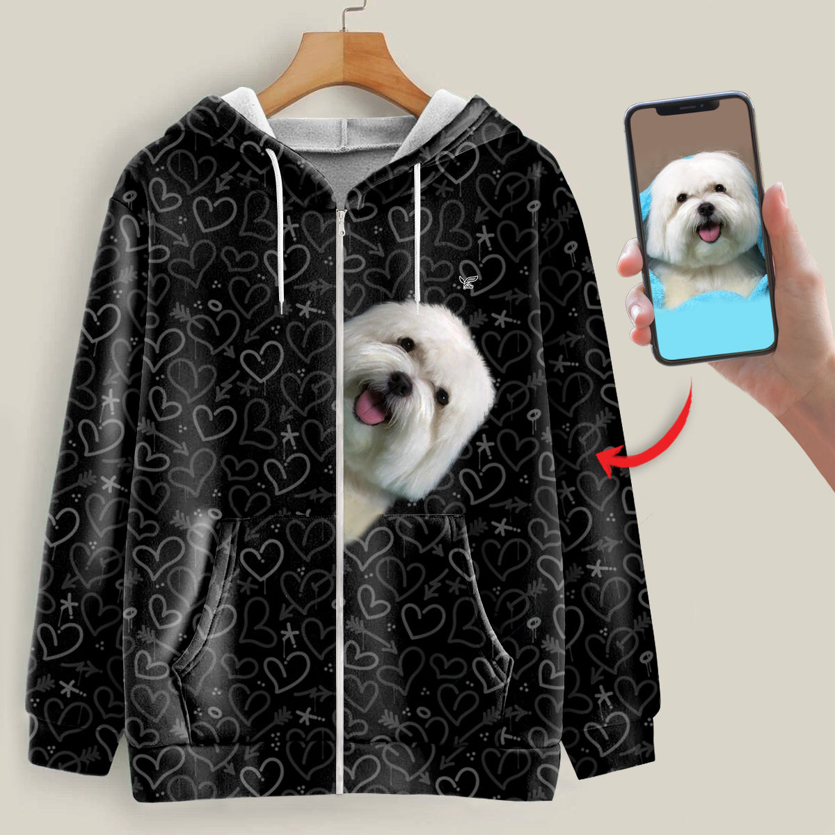 Ich beobachte dich, Süße – personalisierter Kapuzenpullover mit dem Foto deines Haustieres