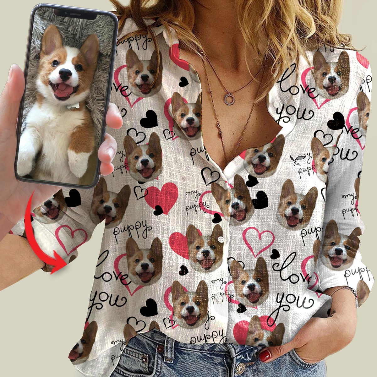 Süße personalisierte Bluse mit dem Foto Ihres Haustieres V1