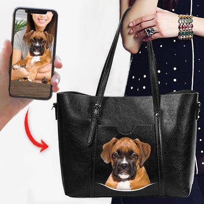 Ich liebe dich – personalisierte einzigartige Handtasche mit dem Foto deines Haustieres V2