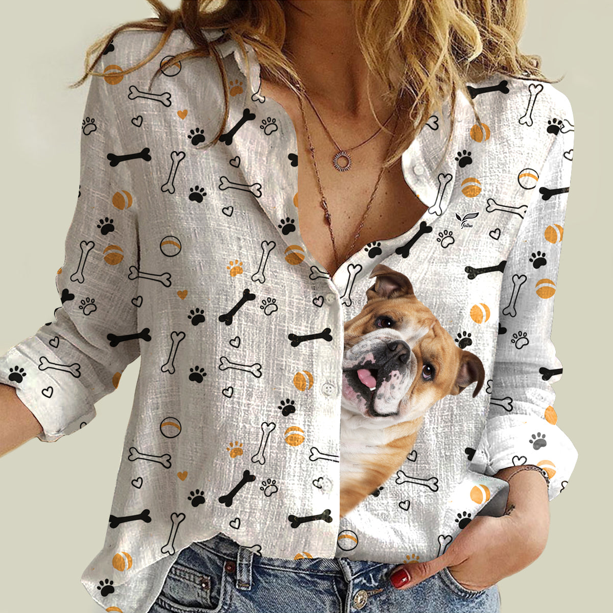 Maman bouledogue anglais mignonne - Chemise à manches longues pour femmes Follus