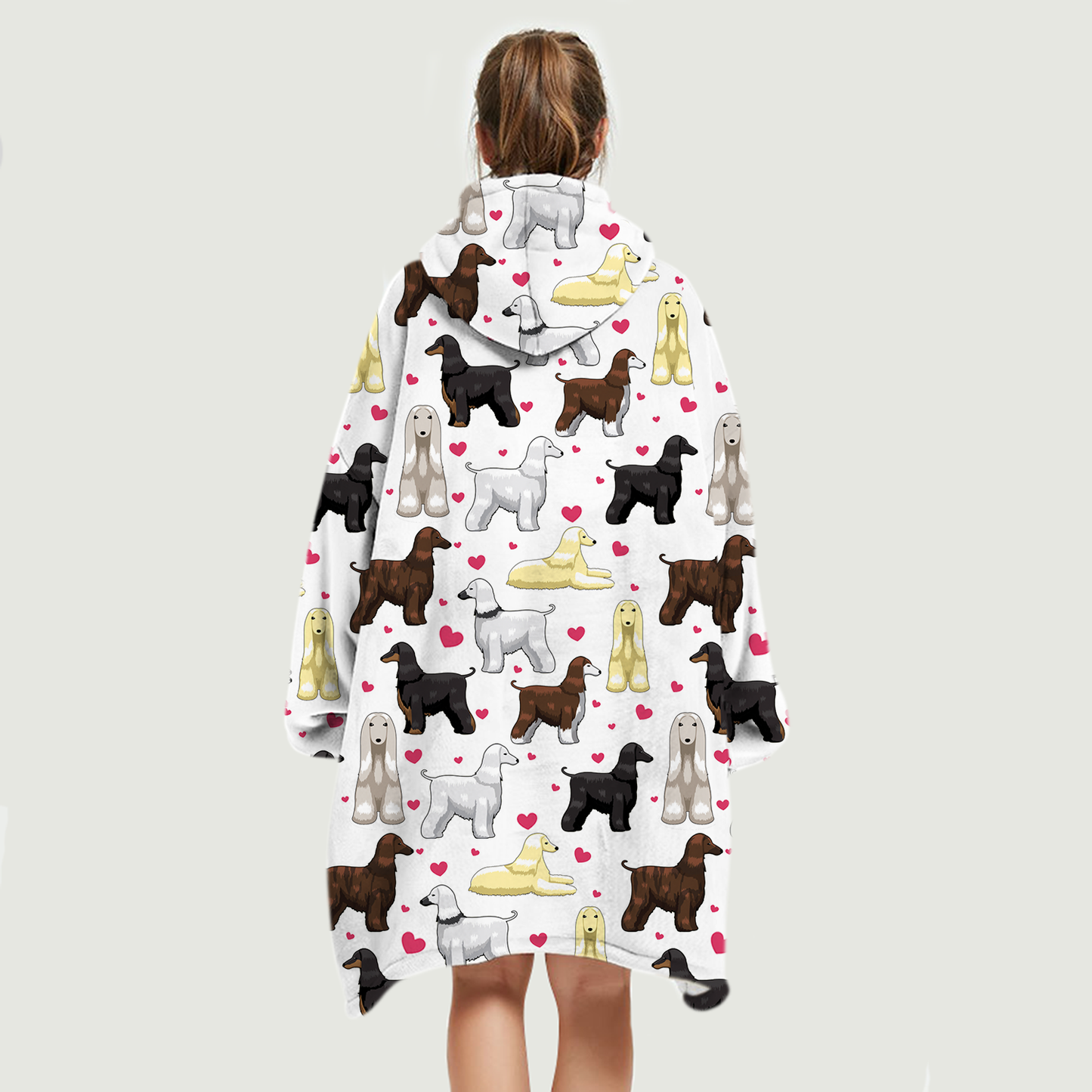 Cute Winter - Afghan Hound Fleece Blanket Hoodie