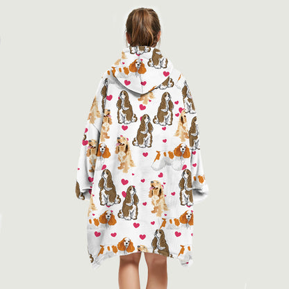 Cute Winter - American Cocker Spaniel Fleece Blanket Hoodie