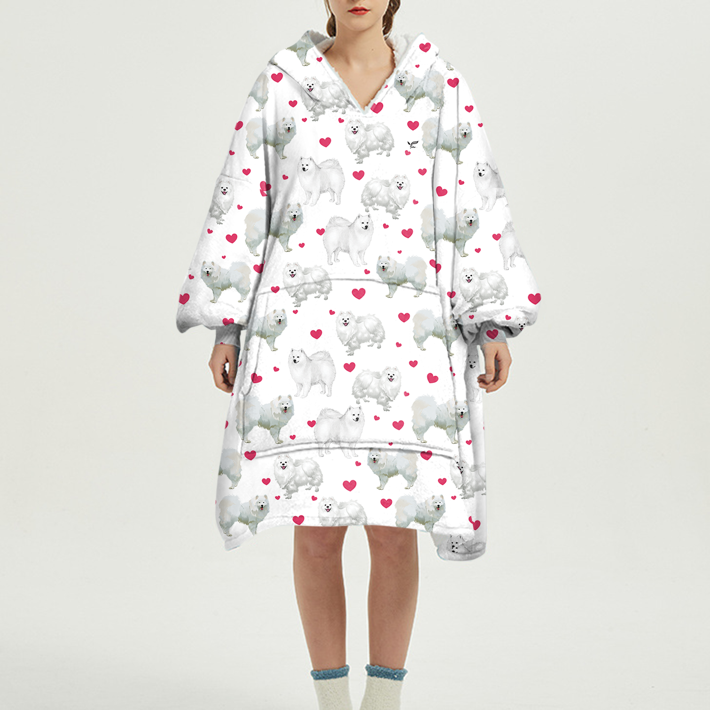 Niedlicher Winter – American Eskimo Fleece Decke Hoodie