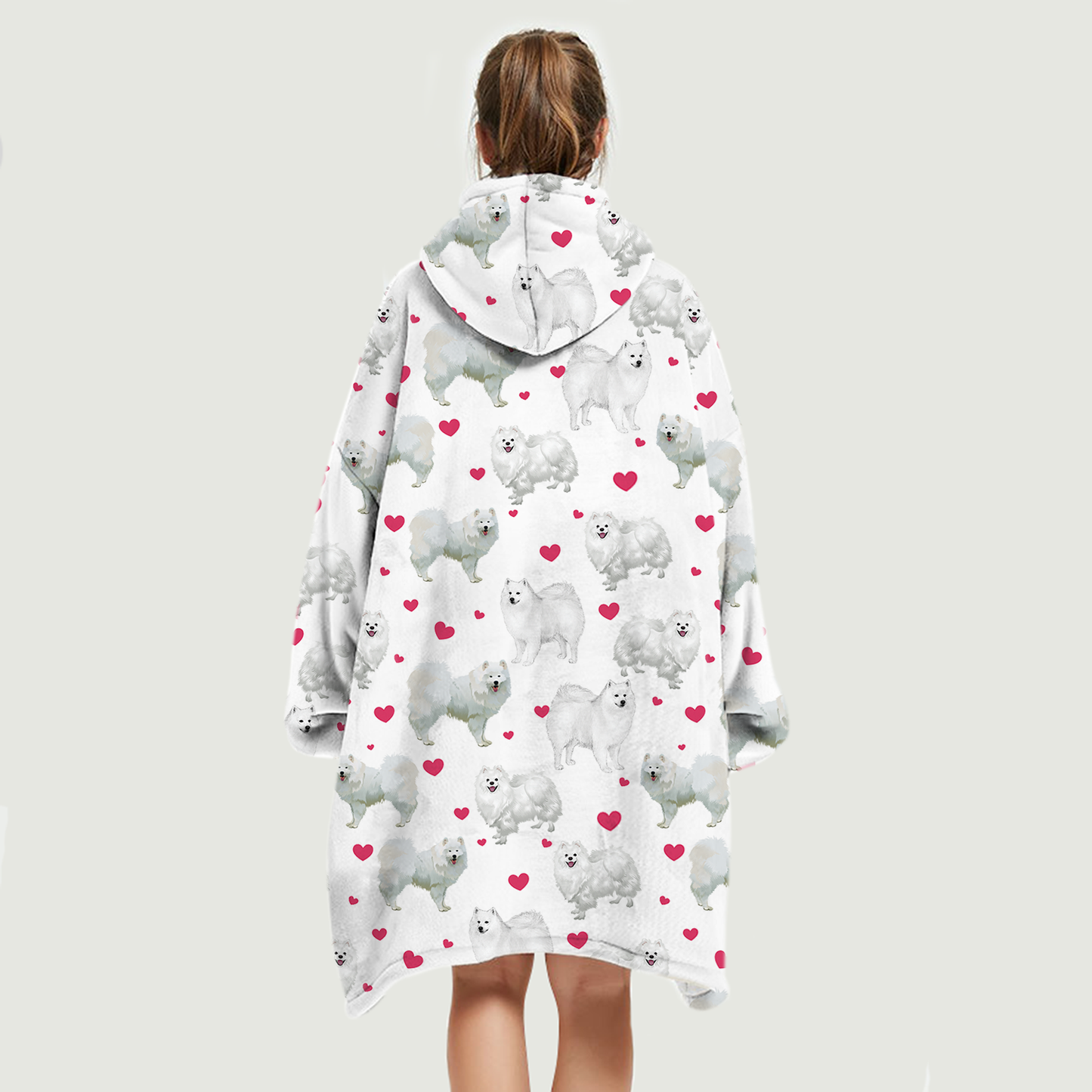 Cute Winter - American Eskimo Fleece Blanket Hoodie