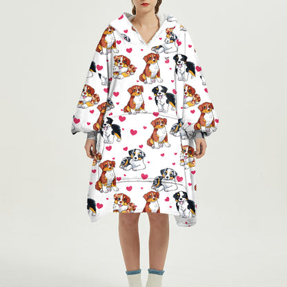 Niedlicher Winter – Fleece-Decke-Hoodie mit australischem Schäferhund