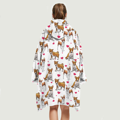 Cute Winter - Basenji Fleece Blanket Hoodie