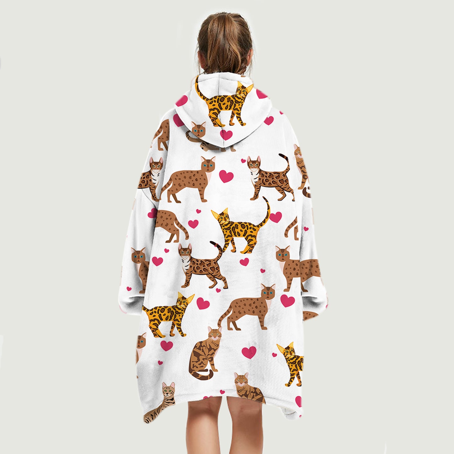 Süßer Winter – Bengal-Katze-Fleece-Decke-Hoodie