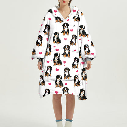 Cute Winter - Bernese Mountain Fleece Blanket Hoodie