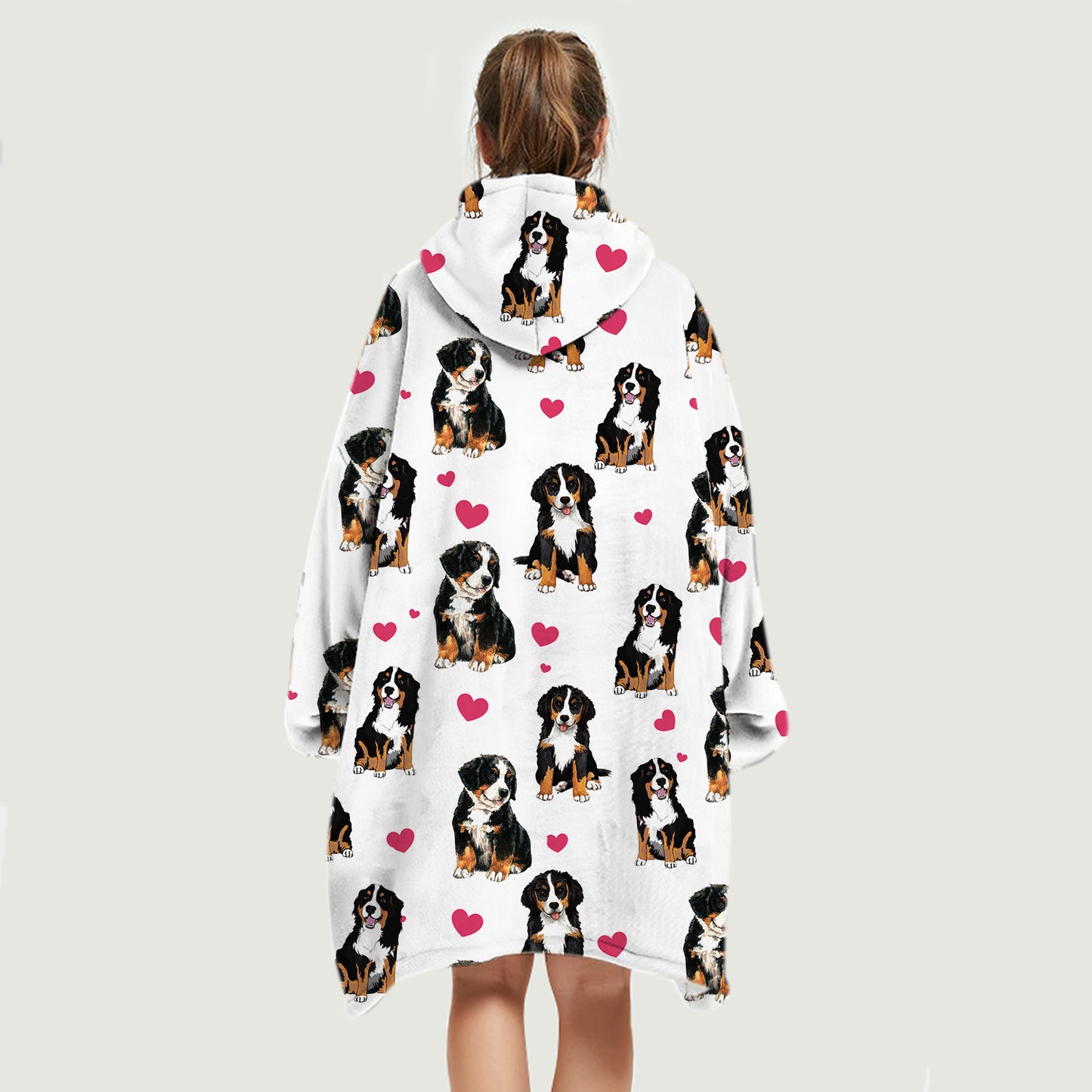 Cute Winter - Bernese Mountain Fleece Blanket Hoodie