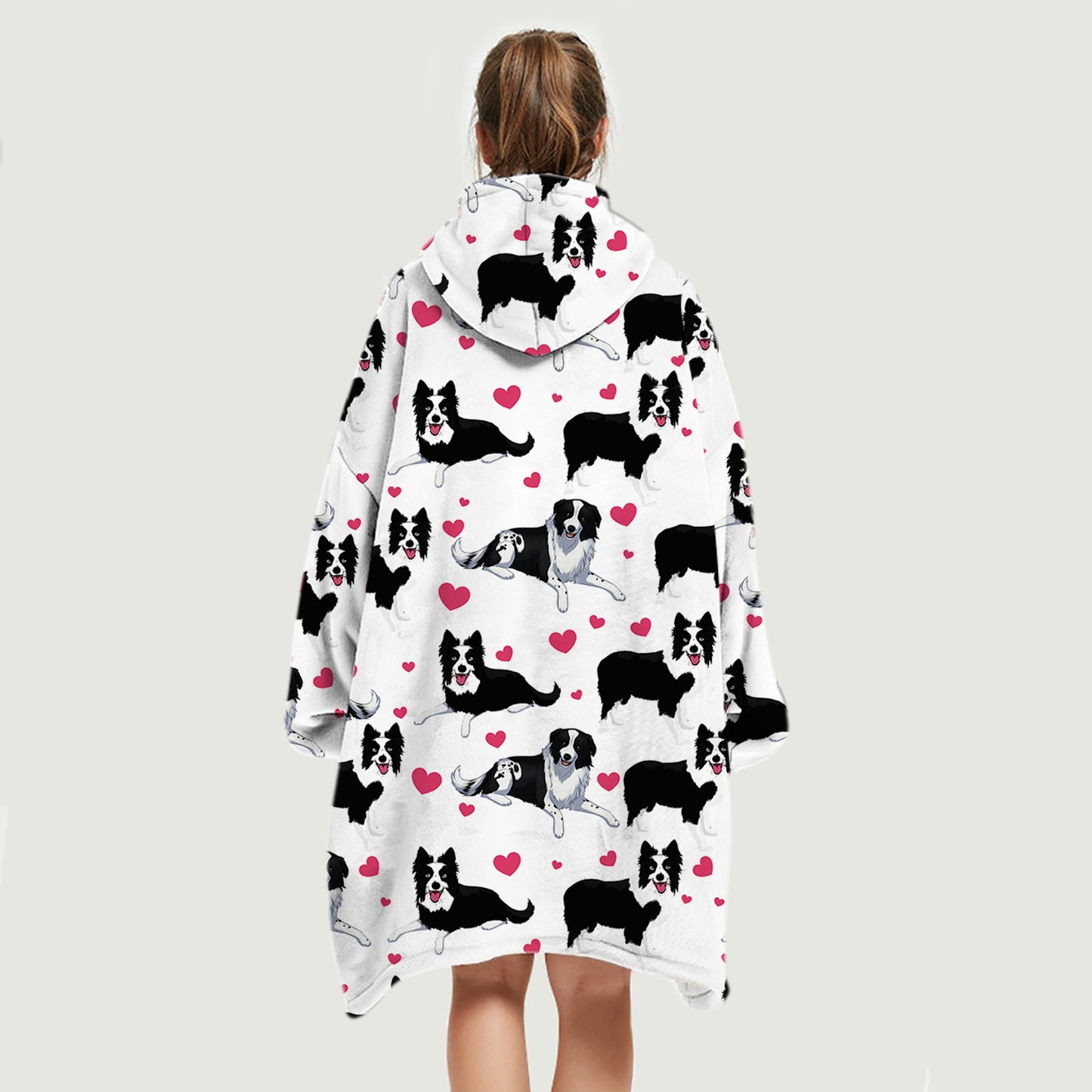 Cute Winter - Border Collie Fleece Blanket Hoodie