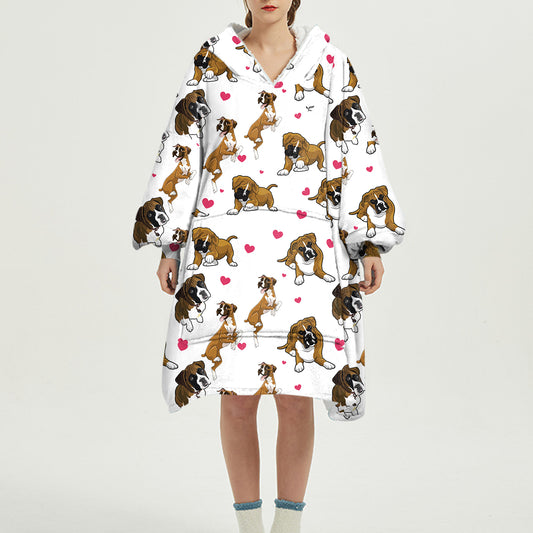 Cute Winter - Boxer Fleece Blanket Hoodie