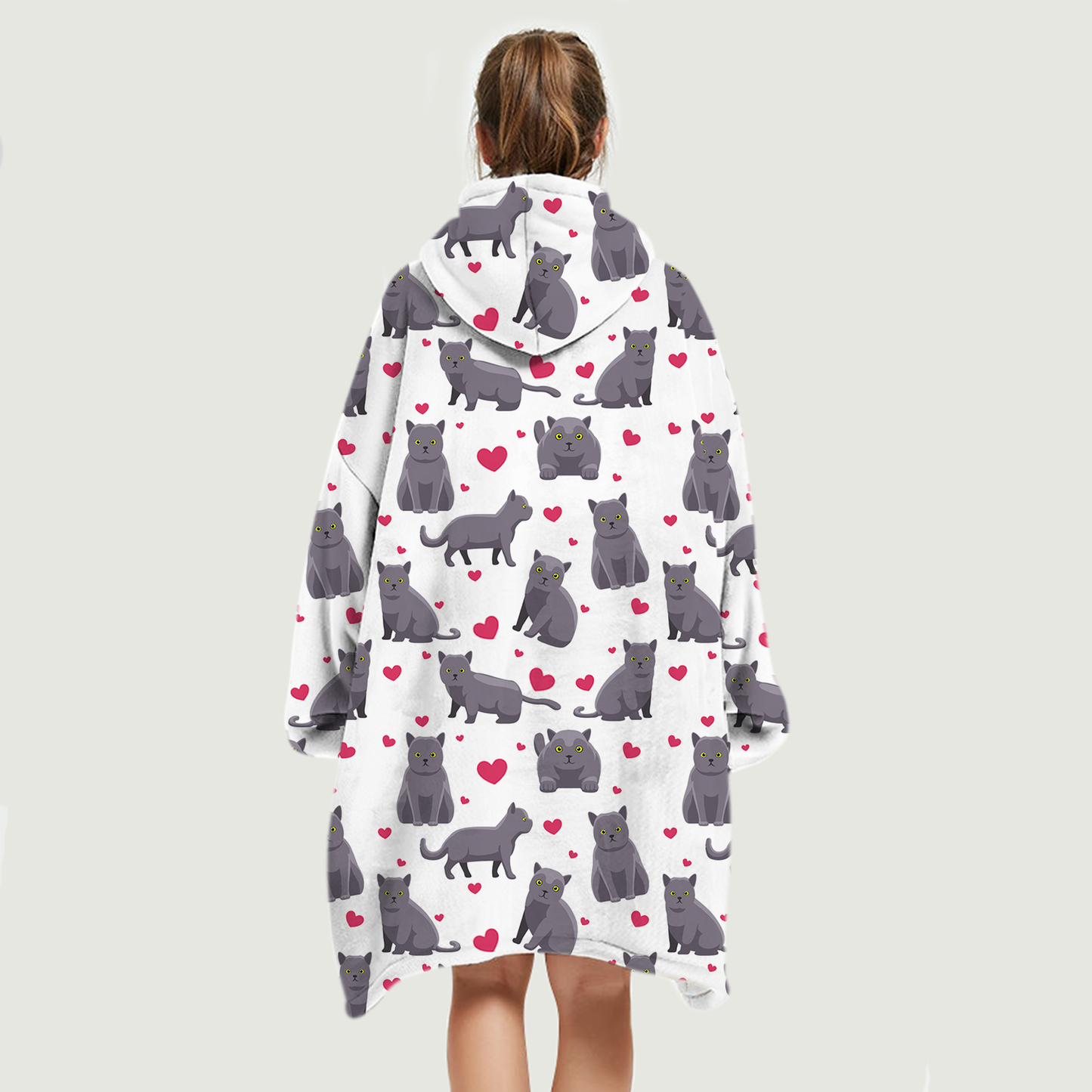 Cute Winter - British Shorthair Cat Fleece Blanket Hoodie