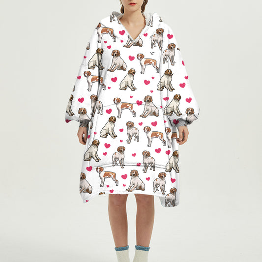 Cute Winter - Brittany Spaniel Fleece Blanket Hoodie