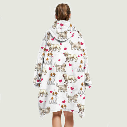 Cute Winter - Clumber Spaniel Fleece Blanket Hoodie