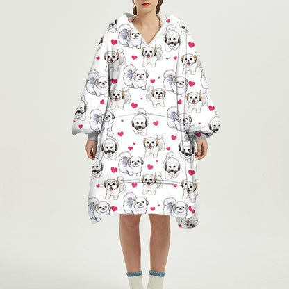 Cute Winter - Coton De Tulear Fleece Blanket Hoodie