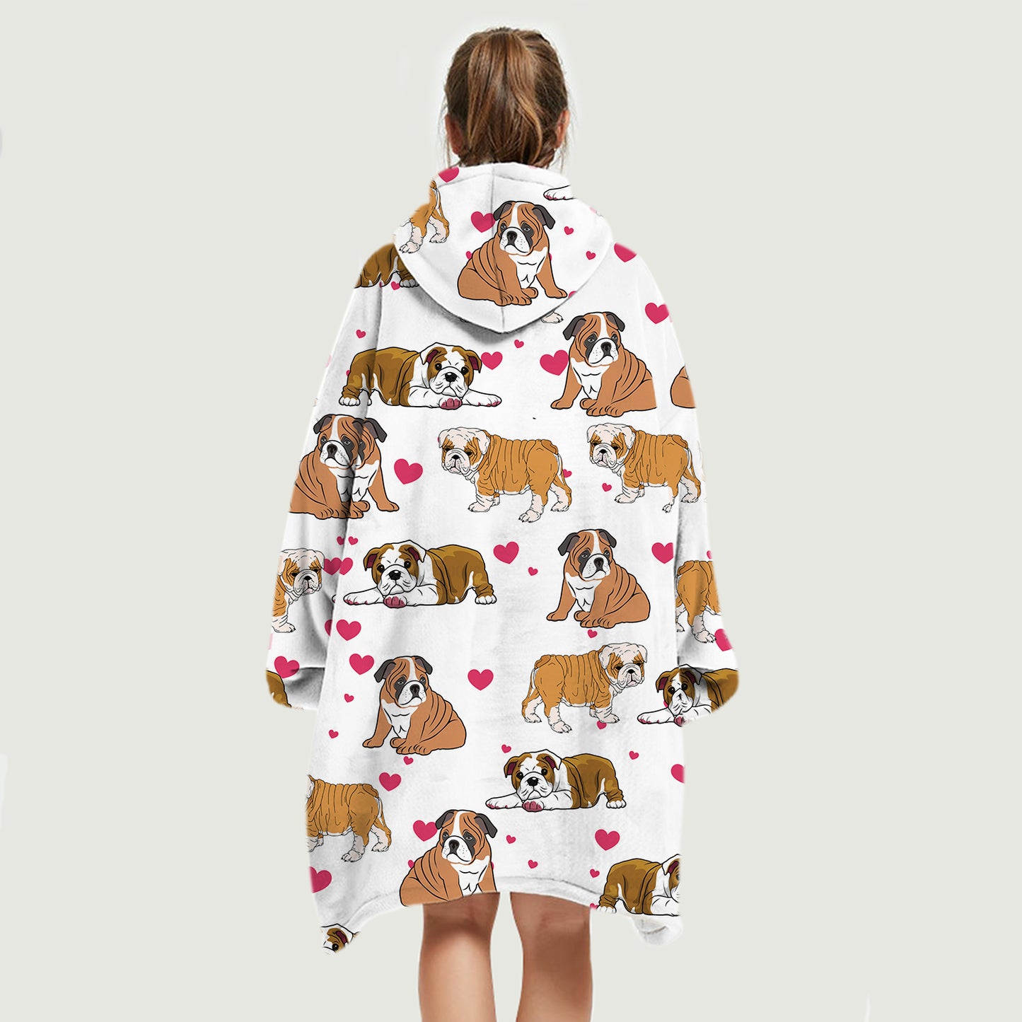 Cute Winter - English Bulldog Fleece Blanket Hoodie