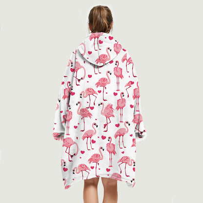 Süßer Winter – Flamingo-Fleece-Decke-Hoodie