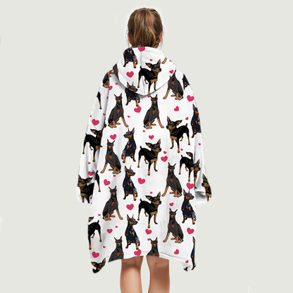 Cute Winter - German Pinscher Fleece Blanket Hoodie