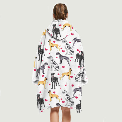 Cute Winter - Great Dane Fleece Blanket Hoodie