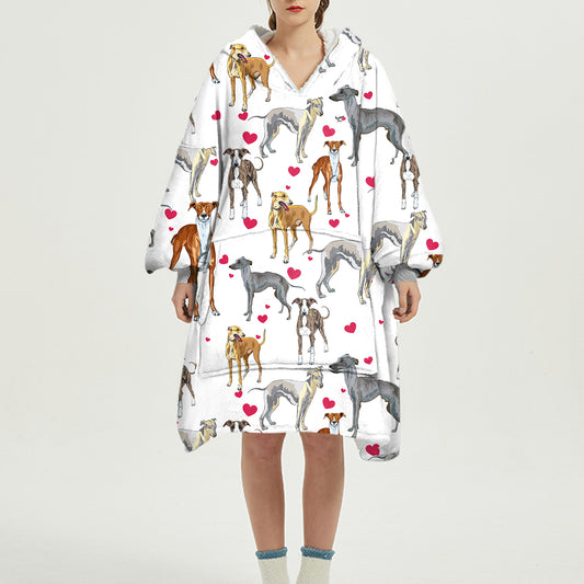 Süßer Winter – Windhund-Fleece-Decke-Hoodie