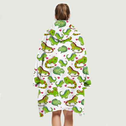 Cute Winter - Iguana Fleece Blanket Hoodie