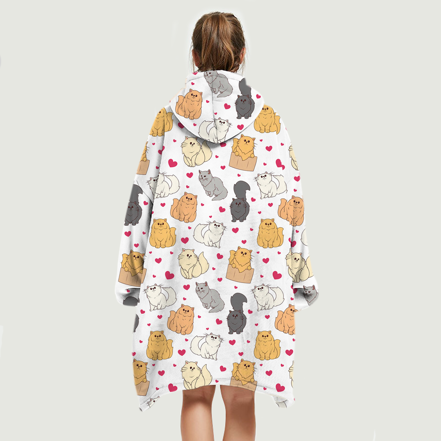 Cute Winter - Persian Cat Fleece Blanket Hoodie