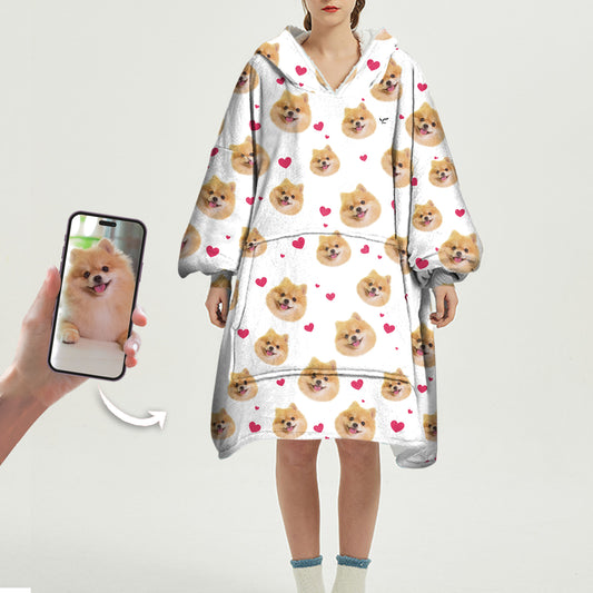 Süßer Winter – personalisierter Decken-Hoodie mit dem Foto Ihres Haustieres