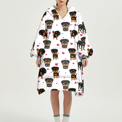 Cute Winter - Rottweiler Fleece Blanket Hoodie