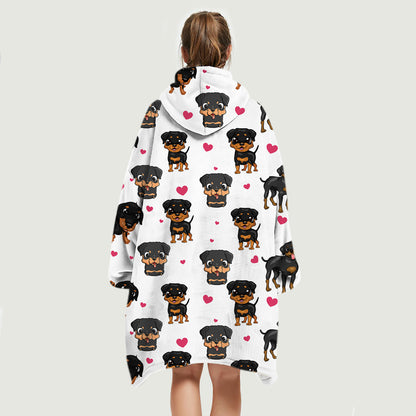 Cute Winter - Rottweiler Fleece Blanket Hoodie