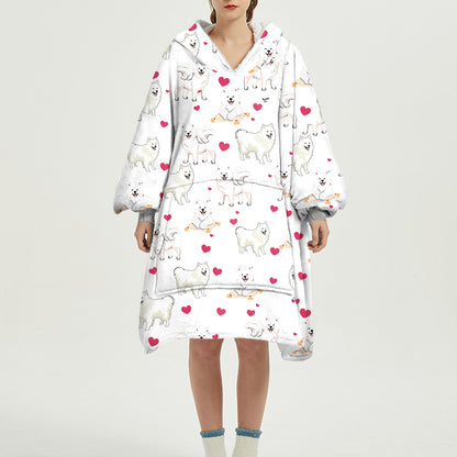 Cute Winter - Samoyed Fleece Blanket Hoodie