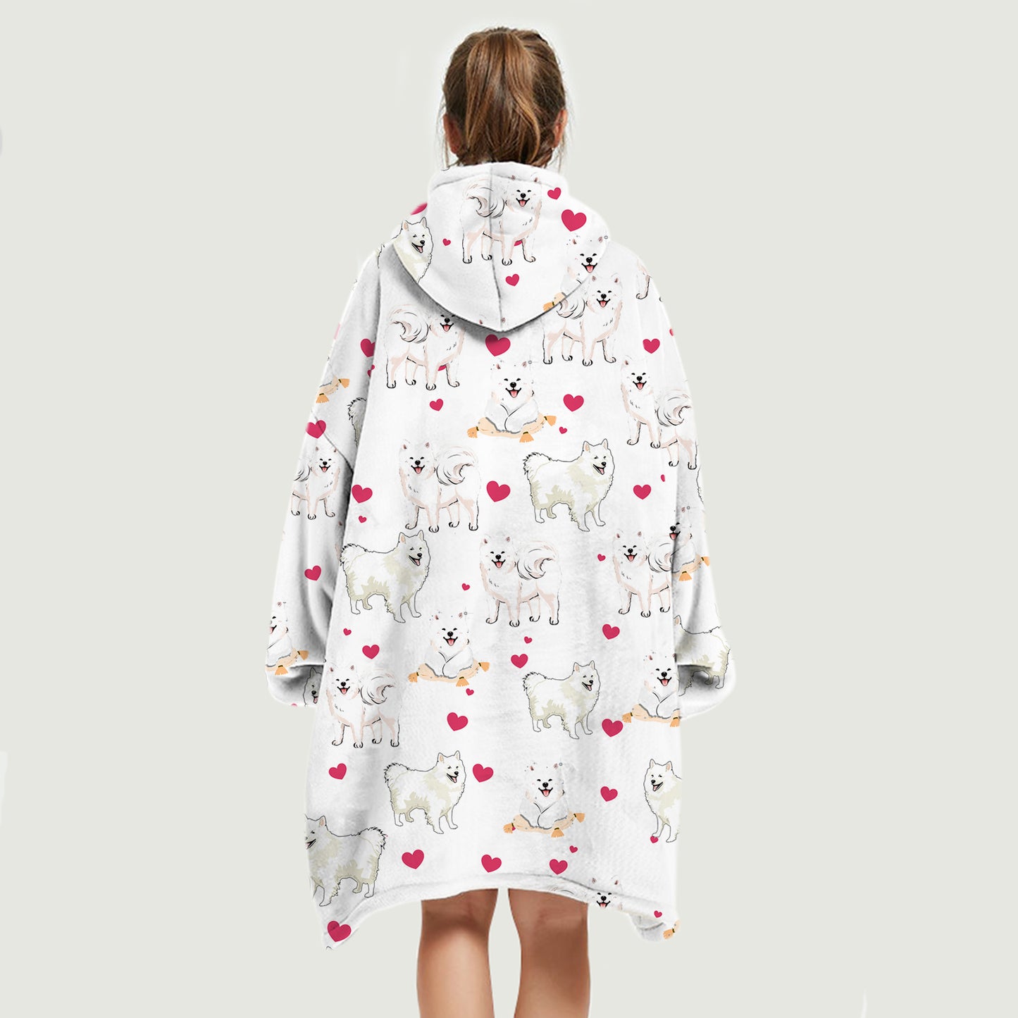 Cute Winter - Samoyed Fleece Blanket Hoodie