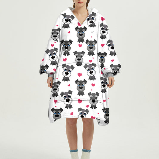 Cute Winter - Schnauzer Fleece Blanket Hoodie