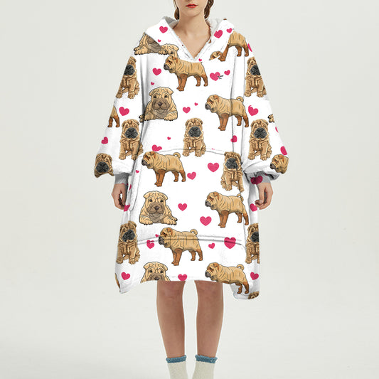 Cute Winter - Shar Pei Fleece Blanket Hoodie