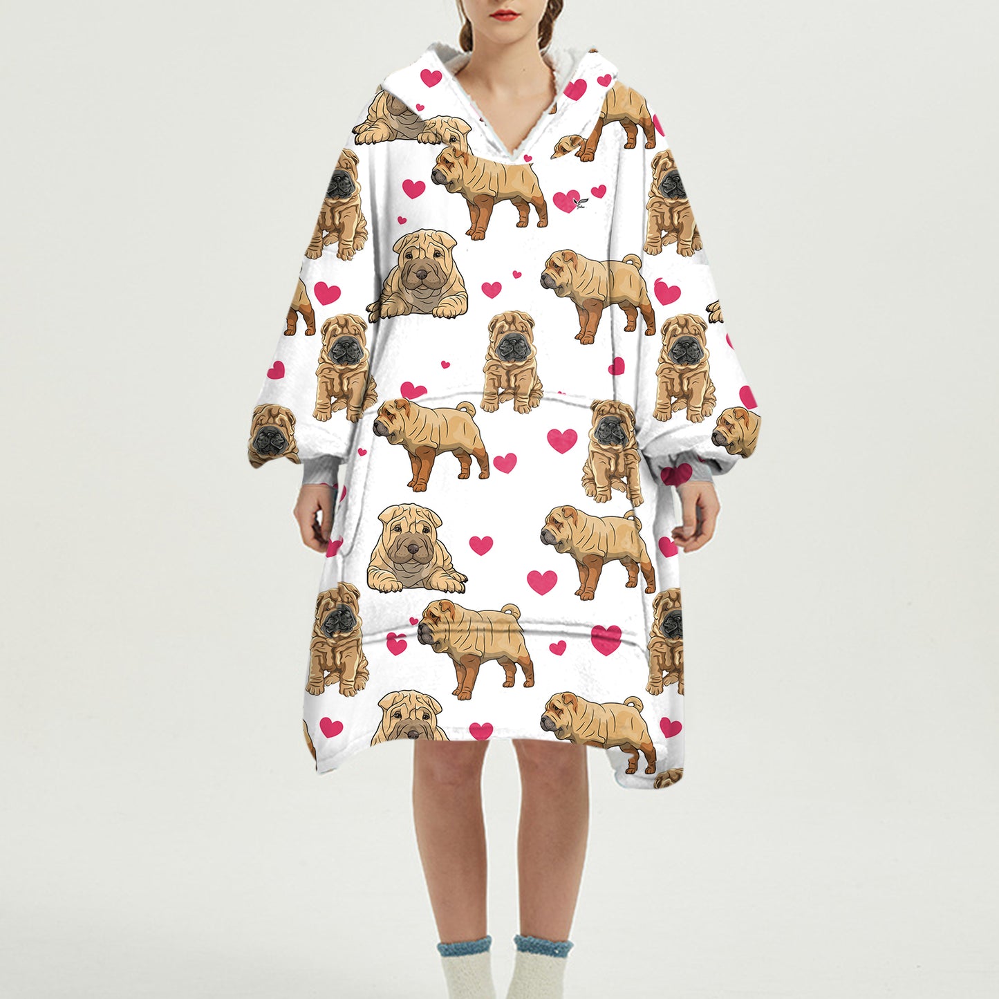Cute Winter - Shar Pei Fleece Blanket Hoodie