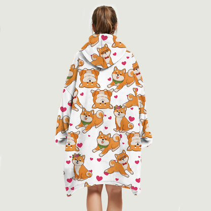 Cute Winter - Shiba Inu Fleece Blanket Hoodie