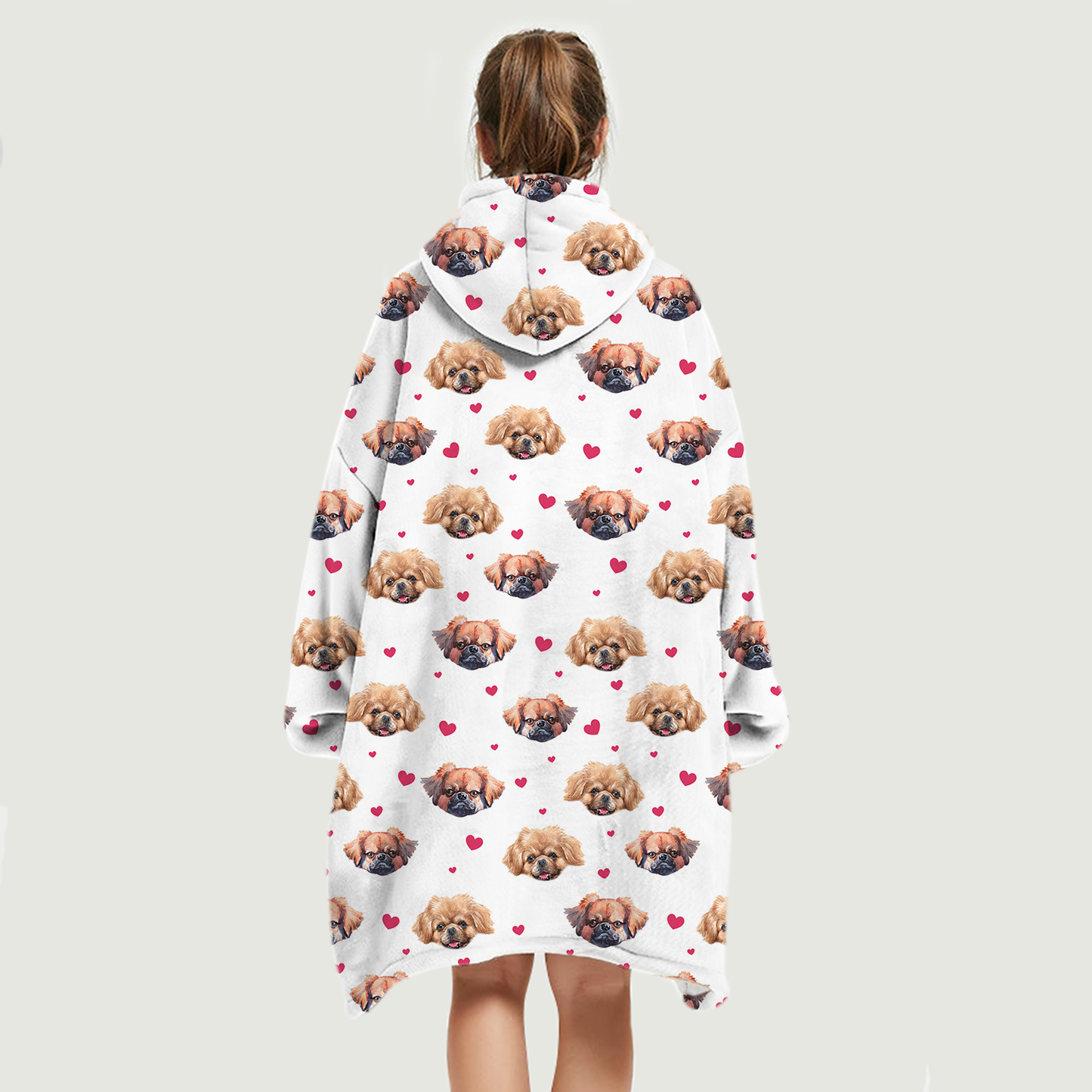 Cute Winter - Tibetan Spaniel Fleece Blanket Hoodie