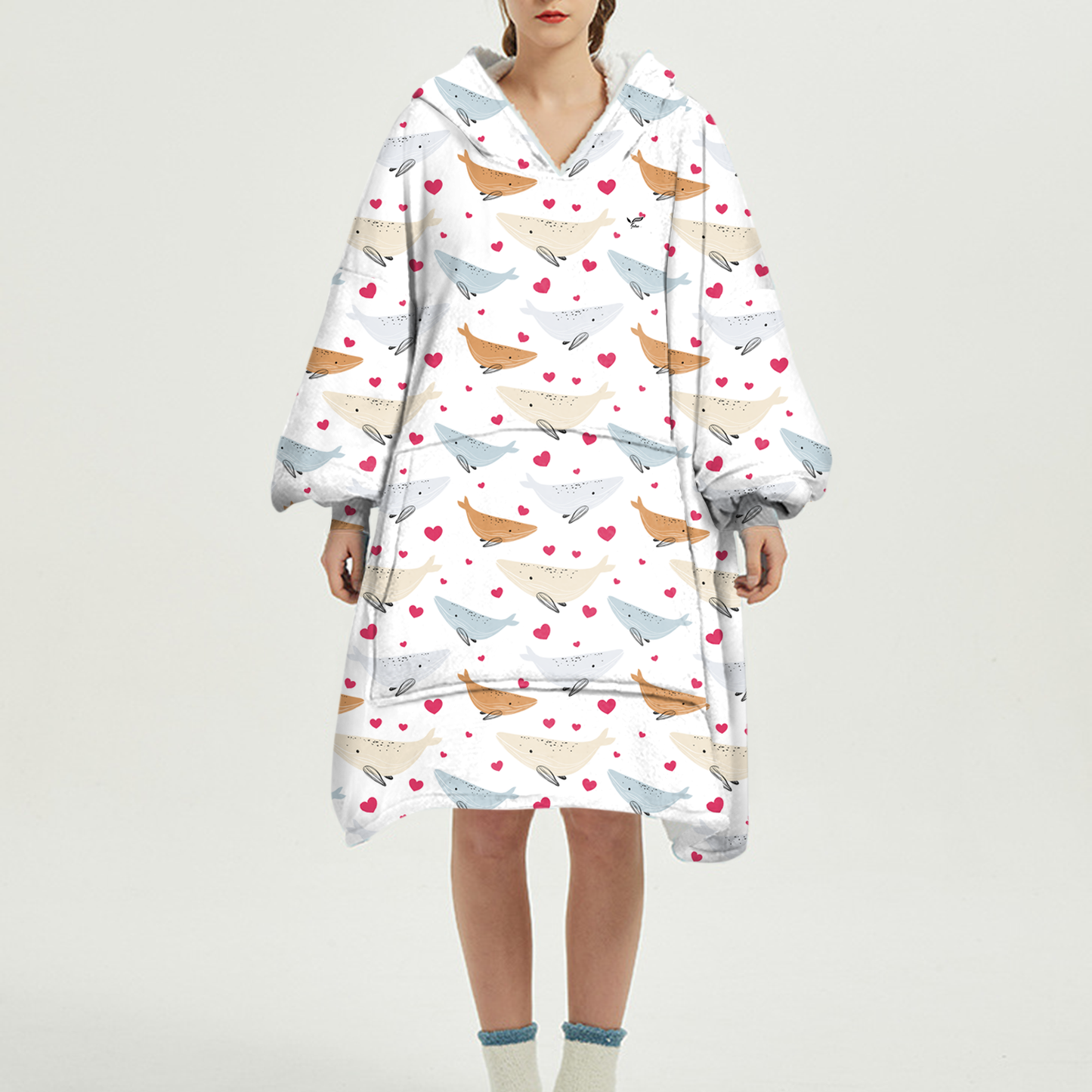 Cute Winter - Whale Fleece Blanket Hoodie