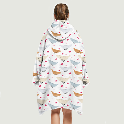 Cute Winter - Whale Fleece Blanket Hoodie