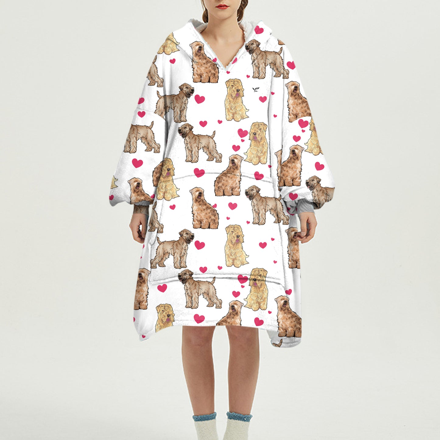 Cute Winter - Wheaten Terrier Fleece Blanket Hoodie