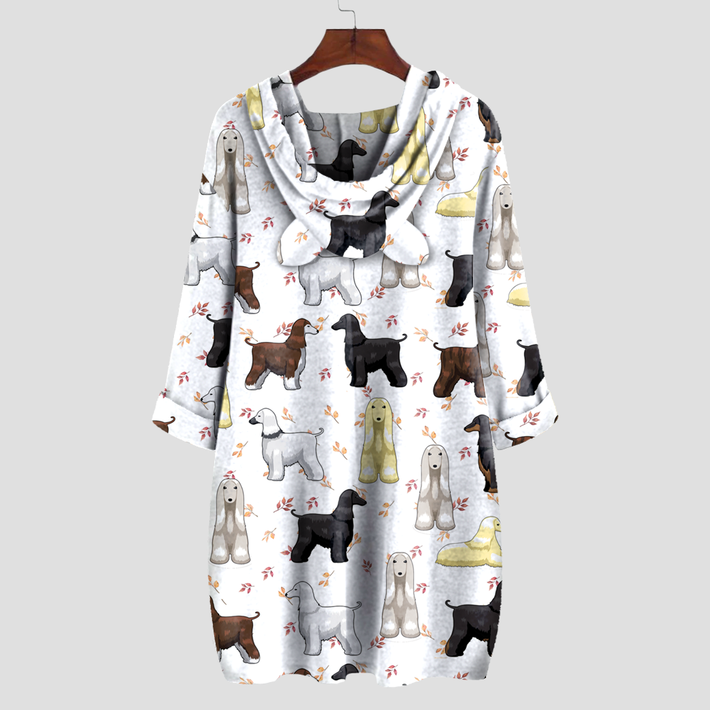 Süßer Afghanischer Windhund - Kapuzenpullover mit Ohren V1